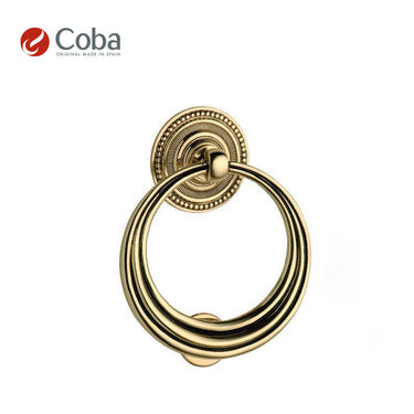 Bronces Coba 1082 Door Knocker in P.O.V Finish, made in Spain, featuring a classic ring design and solid brass construction.