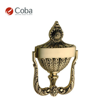 Bronces Coba 1084 Door Knocker in P.O.V Finish, made in Spain, featuring intricate detailing and solid brass construction.