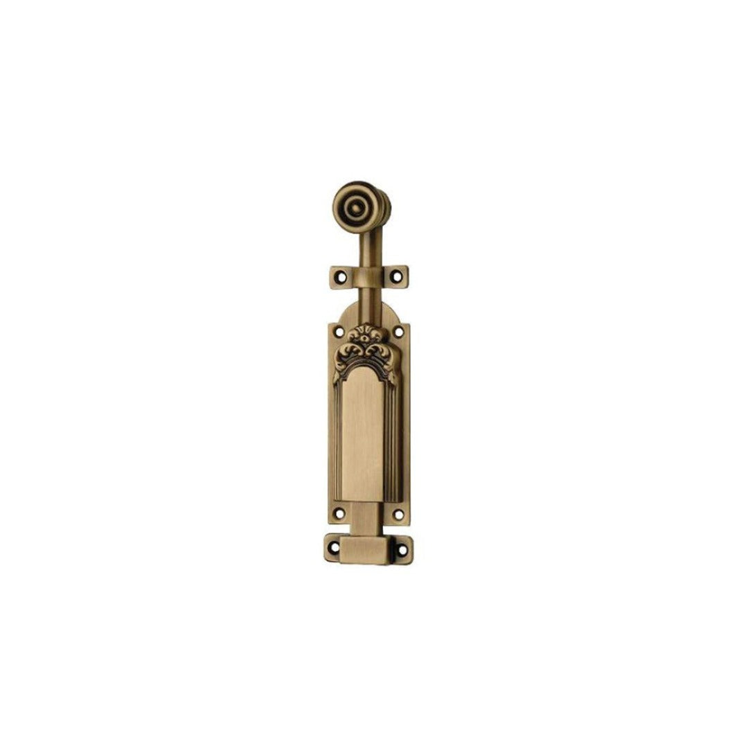 Bronces Coba 1201 Door Bolt in old antique brass finish, 200 mm length.