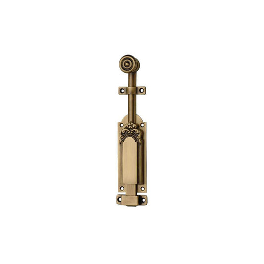 Bronces Coba 1202 Door Bolt in old antique brass finish, 250 mm length.