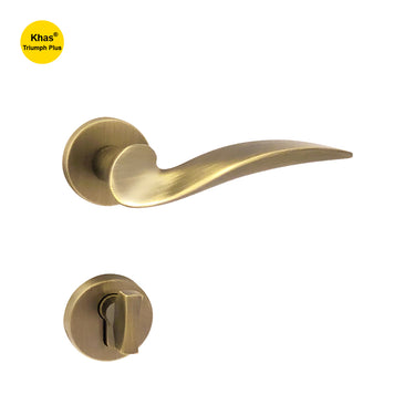 Khas Triumph Plus 1221 door handle set with rosette in MAB finish, featuring an elegantly curved handle and a smooth modern design.