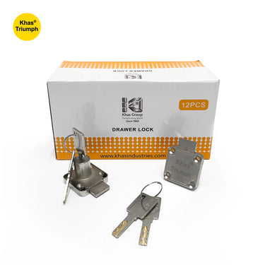 Khas Triumph 138-K22 chrome-plated cabinet/drawer lock with keys.