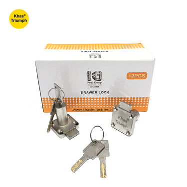 Khas Triumph 138-K38 chrome-plated cabinet/drawer lock with keys.