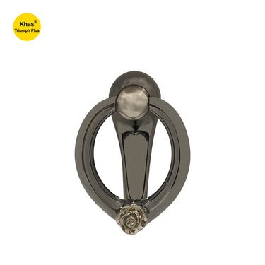 Khas Triumph Plus 2003 Door Knocker in Black Shine/Satin Nickel finish, featuring decorative rose detailing.