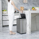 EKO E-Touch Electric Touch Bin EK9180R in brushed stainless steel, 20 litres, featuring an electronic touch mechanism and USB rechargeability, perfect for efficient and hygienic waste disposal.