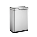 EKO E-Touch Electric Touch Bin EK9180R in brushed stainless steel, 45 litres, featuring a USB rechargeable mechanism and a deodorizer compartment, ideal for contemporary living and office spaces.