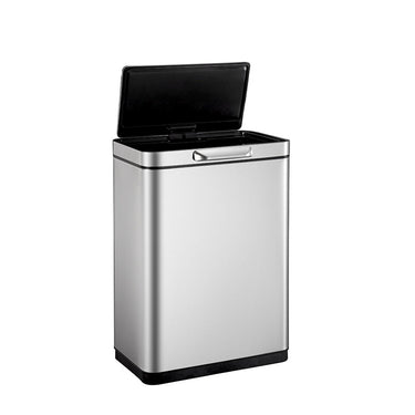 EKO E-Touch Electric Touch Bin EK9180R in brushed stainless steel, 30 litres, featuring a USB rechargeable electric mechanism and a deodorizer compartment, ideal for modern, busy kitchens.