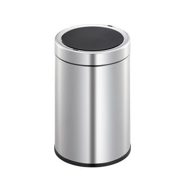 EKO Docomo X Sensor Bin EK9286 in brushed stainless steel, 6 litres, featuring hands-free motion sensor operation and a manual touch switch, designed for small, modern spaces.
