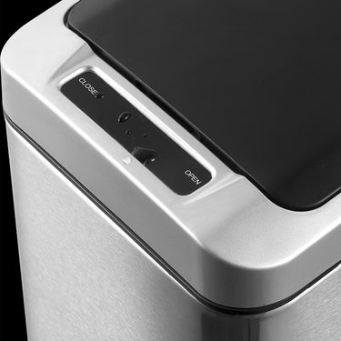 EKO Allure Sensor Bin EK9229, 8 Litre Capacity, in brushed stainless steel, featuring a compact and vertical design ideal for small spaces like bathrooms.