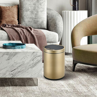 EKO Docomo Sensor Bin EK9285 in Champagne Gold, 9 Litre Capacity, featuring a motion sensor for automatic opening and a dynamic interface, ideal for modern living spaces.