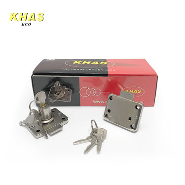 Khas Eco 401L cabinet/drawer lock with a sleek finish and keys.