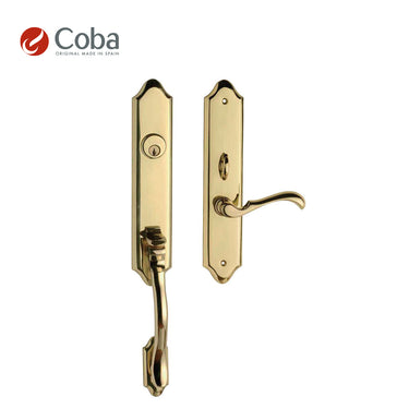 Bronces Coba 44500 Residential Entrance Set with Mortise Lock and Cylinders in P.O.V Finish, made in Spain, featuring a sleek and modern design.