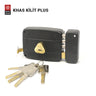 Khas Kilit Plus 540 12 3M Black Rim Lock with heavy-duty construction, triple rod locking mechanism, and a sleek black finish.