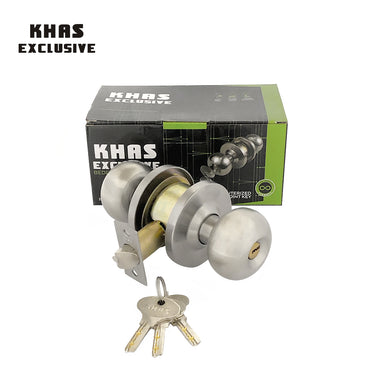 Khas Exclusive 5791 SS-ET Round Lock (also known as Door Knob, Keyed Entry Door Knob, Knob Lock, Door Knob Lock) in SS-ET finish with three keys and easy installation.

