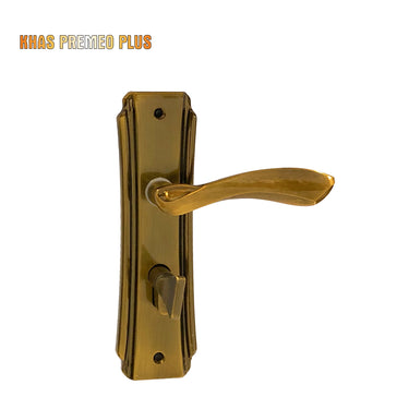Khas Premeo Plus 5812-03 door handle set in antique English finish with elegant curved handle and ergonomic grip.