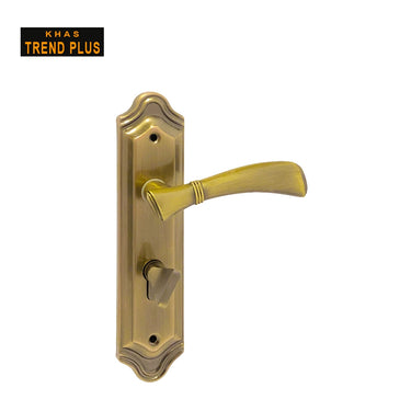 Khas Trend Plus 5817-20 Door Handle Set in Antique Brass (AB) finish, featuring a classic design with intricate detailing.