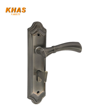 Khas Variety 5817-20 door handle set in SN/BN finish with a classic curved design and a modern, sleek look.