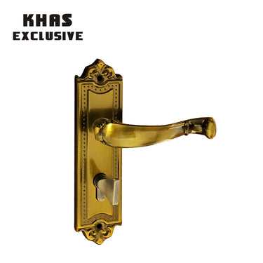 Khas Exclusive 5823-296 door handle set in Antique English finish, featuring intricate design and high-quality craftsmanship