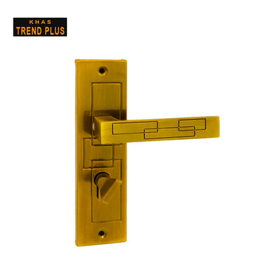 Khas Trend Plus 5827-49 Door Handle Set in Antique Finish, showcasing a modern rectangular design with a classic touch.