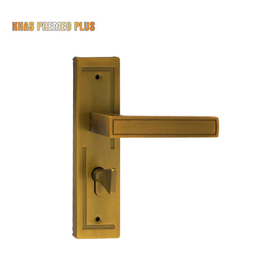Khas Premeo Plus 5840-39 door handle set in MAE finish, featuring a clean, linear design with antique brass tones.