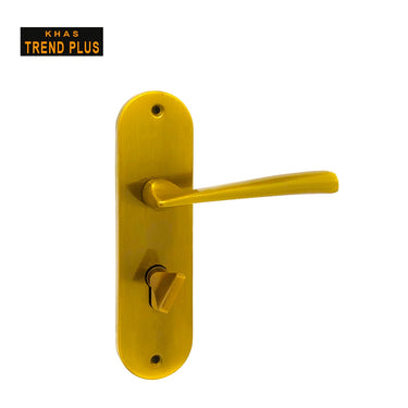 Khas Trend Plus 5846-203 Door Handle Set in Antique Elegant (AE) finish, featuring a sleek, rounded design and a warm finish.