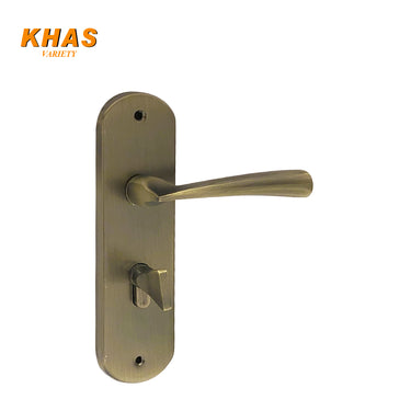 Khas Variety 5846-203 door handle set in MAB finish, featuring a stylish curved design and antique brass aesthetic.