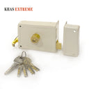 Khas Extreme 630-120 White Rim Lock with a set of keys.