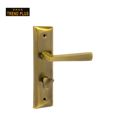 Khas Trend Plus 67 Door Handle Set in Antique Brass (AB) finish, featuring a modern design with a secure locking mechanism.