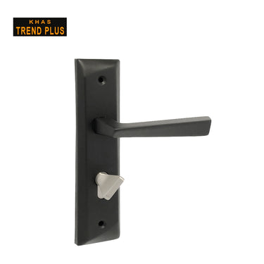 Khas Trend Plus 67 Door Handle Set in Matt Black finish, featuring a sleek design and secure lock mechanism.