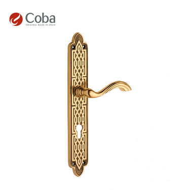 Bronces Coba 940-S Handle Set on Plate in P.O.V Finish, made in Spain, featuring an intricate and stylish design.