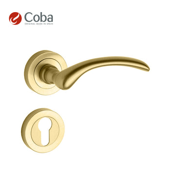 Bronces Coba 980-P Handle Set with Rosettes and Key Hole Escutcheon in Matt Old Antique Finish, made in Spain, featuring a sleek and timeless design.