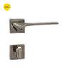 Khas Triumph Plus A14-1562 door handle set with rosette in brushed nickel finish, featuring a bold angular design and sleek modern look.