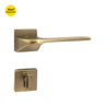Khas Triumph Plus A14-1601 door handle set with rosette in matt antique brass finish, featuring a sleek curved design and premium build quality.