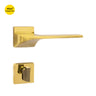 Khas Triumph Plus A14-1601 door handle set with rosette in PVD finish, featuring a sleek curved design and luxurious modern look.