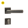 Khas Triumph Plus A14-1686 door handle set with rosette in charcoal and BlackWood finish, featuring a modern design with a textured wood insert.