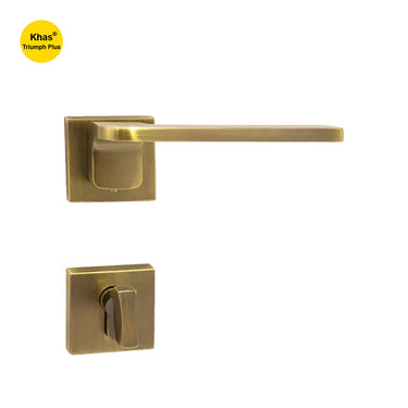 Khas Triumph Plus A14-1715 door handle set with rosette in Matt Antique Brass finish, featuring a sleek and modern design.