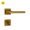 Khas Triumph Plus A14-1716 door handle set with rosette in matt antique brass and antique brass finish, featuring a layered design and refined look.