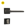 Khas Triumph Plus A14-1716 door handle set with rosette in matt black and brushed nickel finish, featuring a layered design for a sleek modern look.