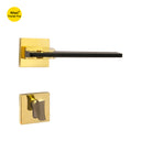 Khas Triumph Plus A32-1629 door handle set with rosette in matt black and PVD finish, featuring a sleek modern design and ergonomic grip.