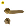Khas Triumph Plus A32-1711 door handle set with rosette in antique brass finish, featuring a layered design and ergonomic handle for easy grip.