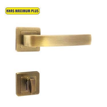 Khas Maximum Plus A6-A1008 door handle set with square rosette design in MAB finish, featuring a sleek, minimalist style.