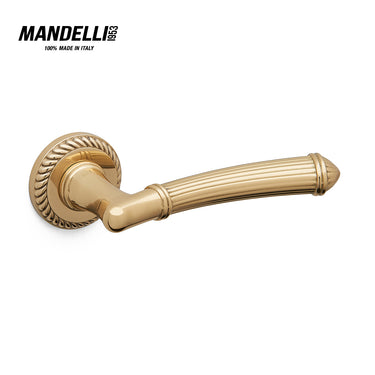 Mandelli 1511 Aurora door handle in luxurious 24KT gold finish, featuring sophisticated detailing and crafted from high-quality brass.