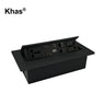 Khas BFF-1216 Black Pop Up Desktop Outlet with universal power sockets, USB, HDMI, network, and more.