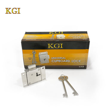 KGI H-034 chrome-plated universal cupboard lock with keys, made in Thailand.