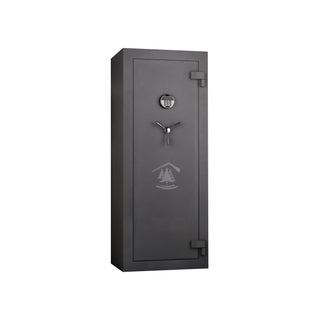 Italtecno DF-1526145 gun safe in Tranquil Grey Color, tall fire-resistant cabinet with fingerprint lock and 3-spoke handle.