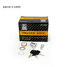 Khas Classic 103 chrome-plated cabinet/drawer lock with keys and installation accessories.