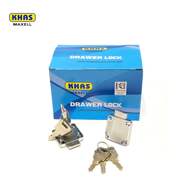 Khas Maxell 138-22 chrome-plated cabinet/drawer lock with keys.