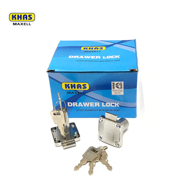 Khas Maxell 138-38 chrome-plated cabinet/drawer lock with keys.