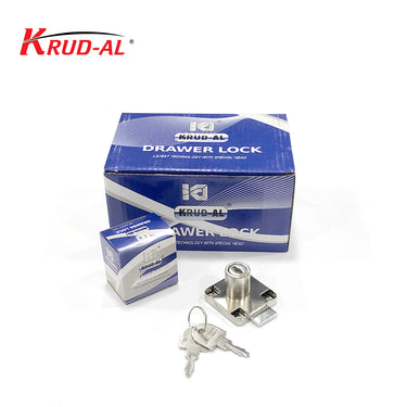 Krud-Al 138-22 chrome-plated cabinet/drawer lock with keys.