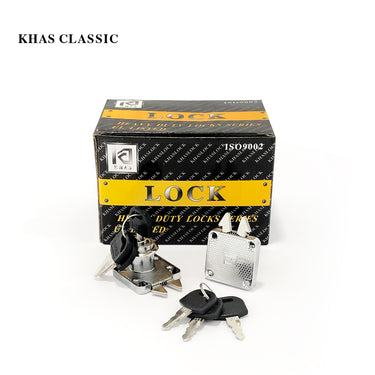 Khas Classic 202-22 chrome-plated cabinet/drawer lock with keys.